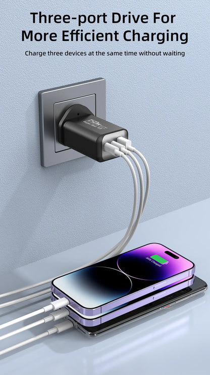 150W USB Type C Charger USB QC3.0 Fast Charging Mobile Phone Charger Travel Adapter For iPhone 17 Samsung Xiaomi EU/UK/US Plug