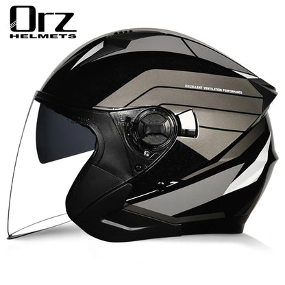ORZ-705 Latest High Quality Motorcycle Helmet Half Covering Dual Lens Cascos para Motos Male Female Couple Capacetes de Moto