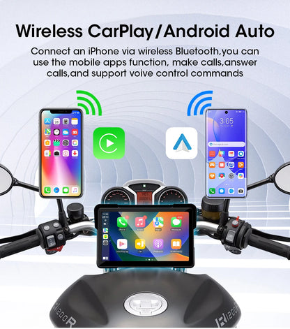 Vtopek 5"/7" inch Motorcycle DVR GPS Navigation Multimedia Player Wireless CarPlay Android Auto IPX7 Waterproof Screen Recorder