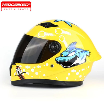 Kids Helmet Motorcycle Helmet Safety Protection Children's Locomotive Full Face Helmet Cute Kart Helmet Electric Scooter Bicycle