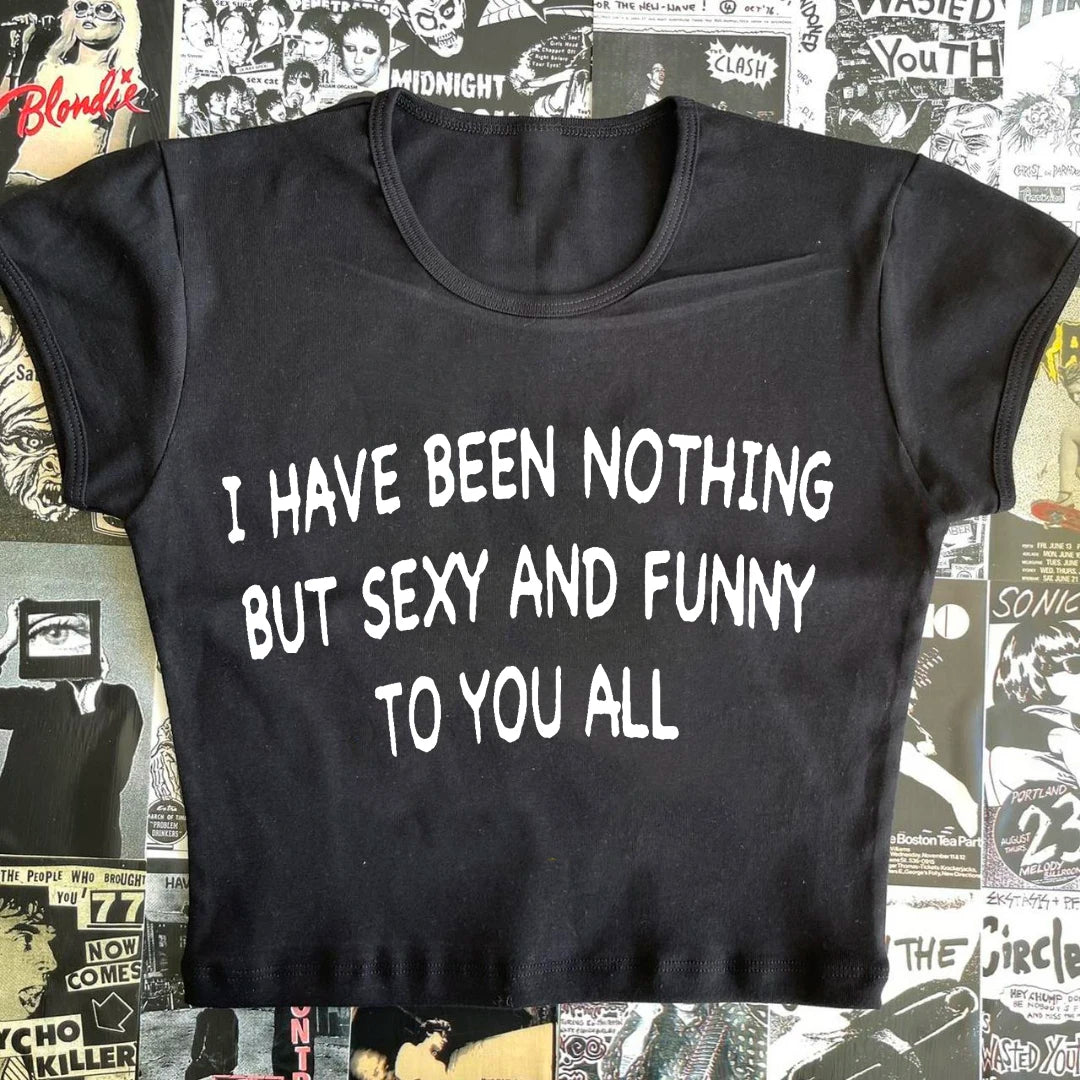 Japanese 2000s Style Y2k Crop Top Sexys T-shirt Vintage Goth Letter Summer Woman Korean Popular Streetwear Tanks & Camis Clothes