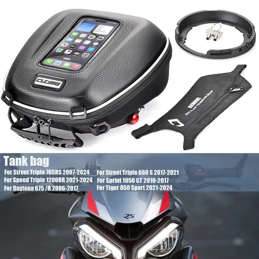 Tank Bag For Street Triple 765 Speed Triple 1050 Daytona 675 Sprint Trident 660 Tiger 1200 900 800 Motorcycle Quick Lock Luggage