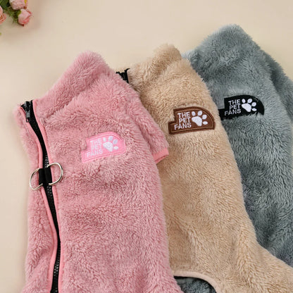 Soft Fleece Dog Clothes Winter Four Legs Covered Plush Pet Coat D-Ring Zipper Puppy Jacket Autumn Overall For Small Middle Dog