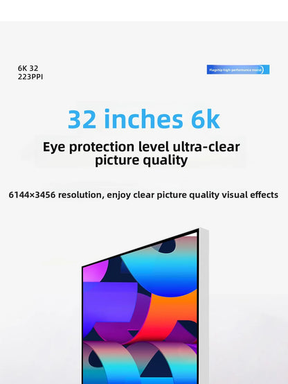 6K/4K monitor 32 ,27inch bezel MAC high definition external gaming computer LG mirror screen design photography vertical screen