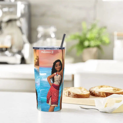 Moana and Pua Cartoon Movie Insulated Tumbler with Straws Stainless Steel Coffee Mugs Double Wall Car Bottle Cups 20oz