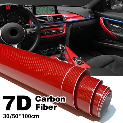 7D Carbon Fiber Vinyl Wrap Foil Car Adhesive Vinyl Film for Car Stickers Black High Glossy Red Waterproof Motorcycle Accessories
