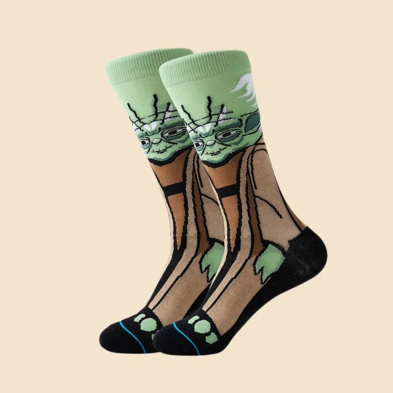 1 pair Autumn Winter Anime Socks Movie Women socks Master Yoda R2-D2 Cosplay Socks Wookiee Jedi Knight Novelty Men's Socks 37-45