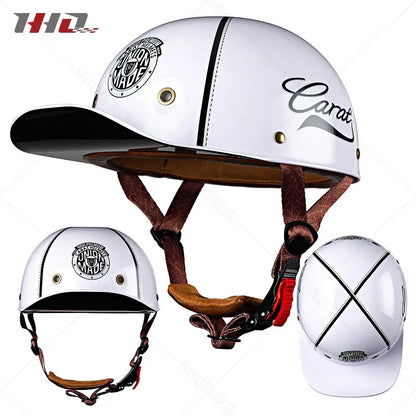 Retro Bucket Half Helmet for Men & Women - Motorcycle & Electric Bike Safety Helmet