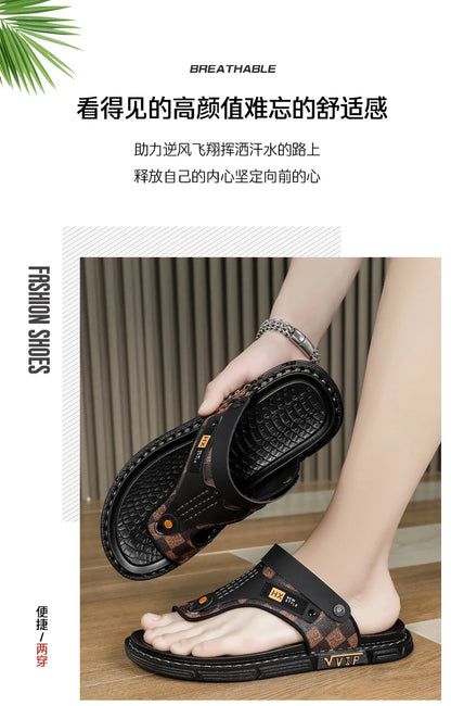 Men's high-quality beach shoes summer outdoor casual flip-flops sandals soft-sole non-slip comfort fashion dual-purpose slippers
