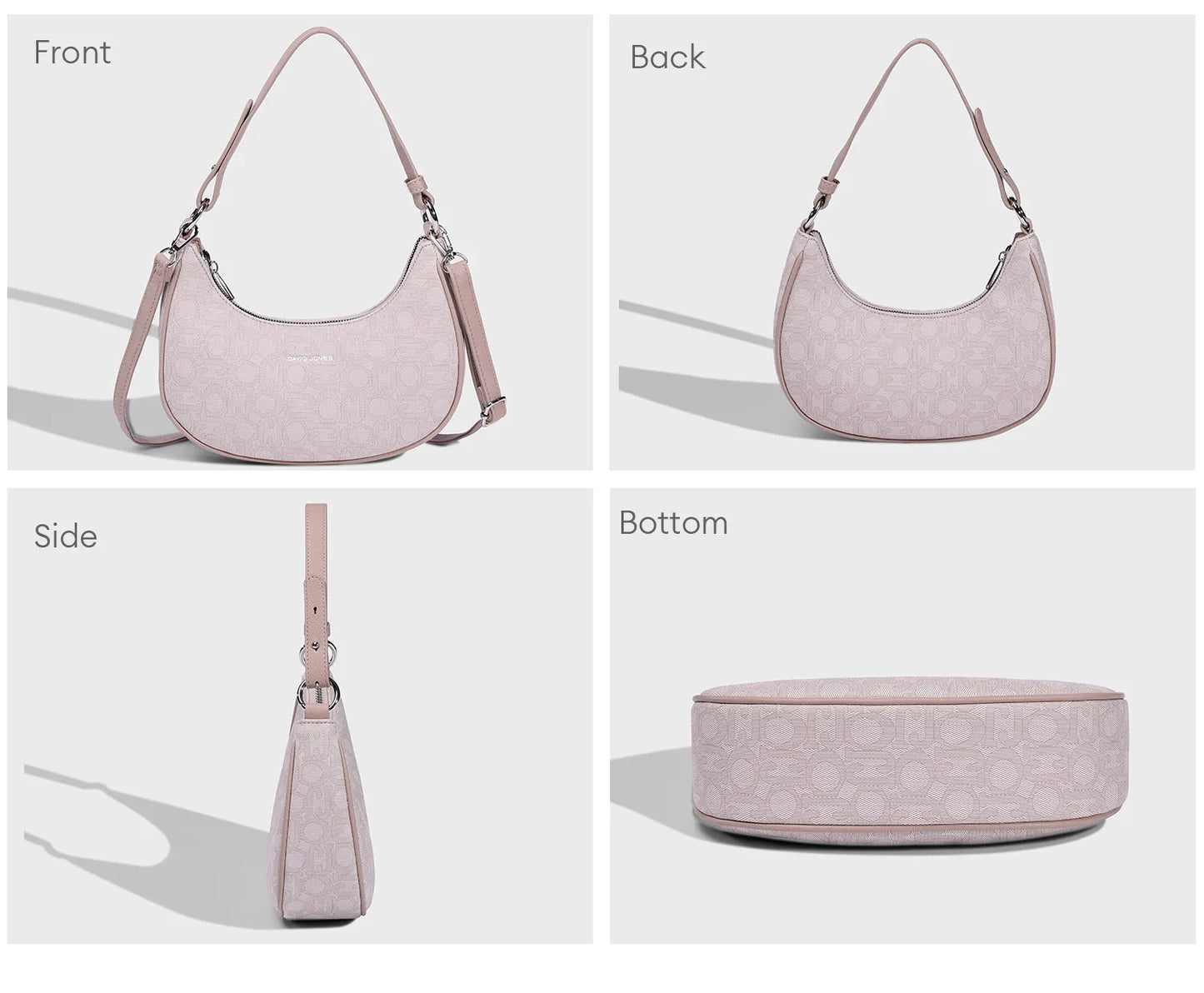 David Jones Multifunctional Women's Leather Underarm Bag Autumn Summer Trendy Crescent Bag Fashion Luxury Vintage Shoulder Bag