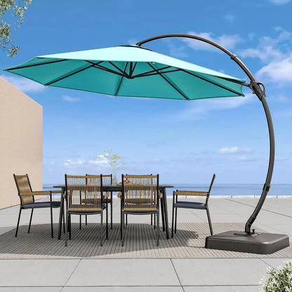 Outdoor Patio Umbrella with Base included, 11 FT Deluxe Curvy Cantilever Umbrella Heavy Duty Offset Hanging, Customized