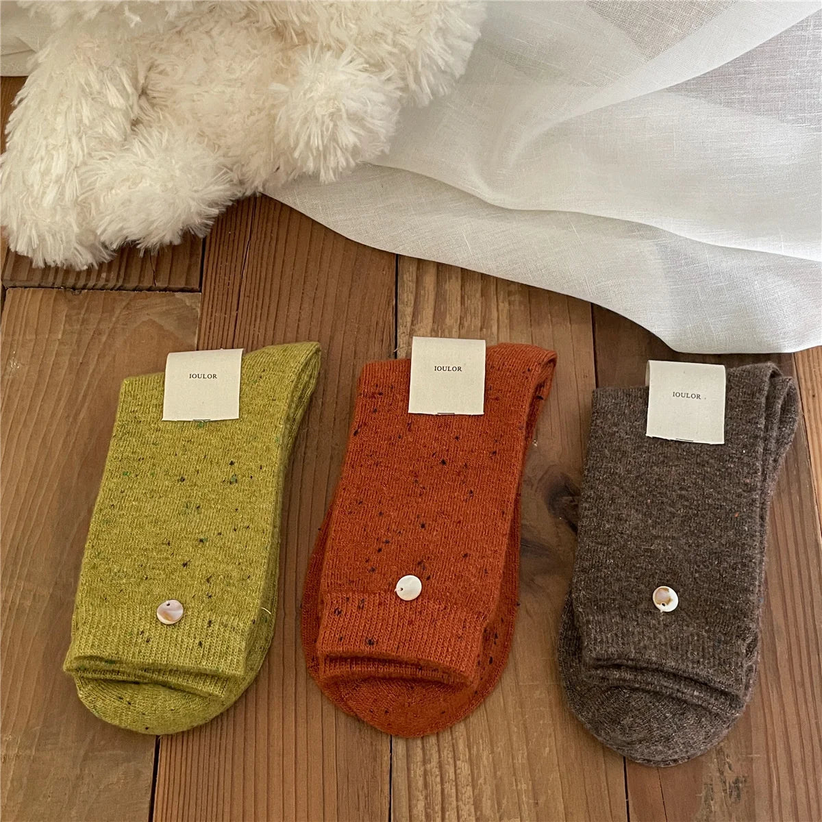 SP&CITY Colored Dotted Sheep Woolen Socks Women's Winter Warm Keeping Middle Tube Socks Casual Thick Korean Fashion Stockings
