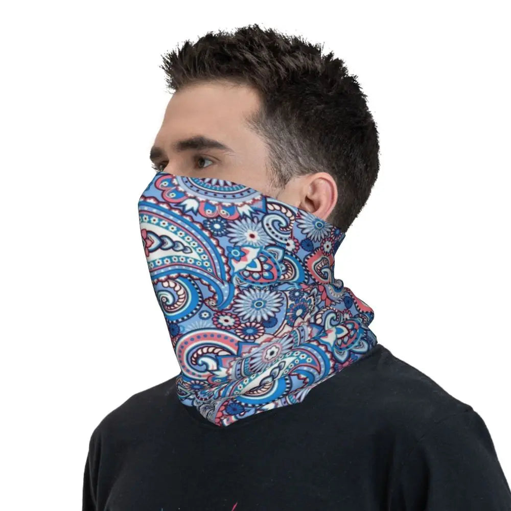 Custom Black Bandana Pattern Bandana Neck Gaiter for Hiking Cycling Women Men Wrap Scarf Paisley Style Headband Warmer