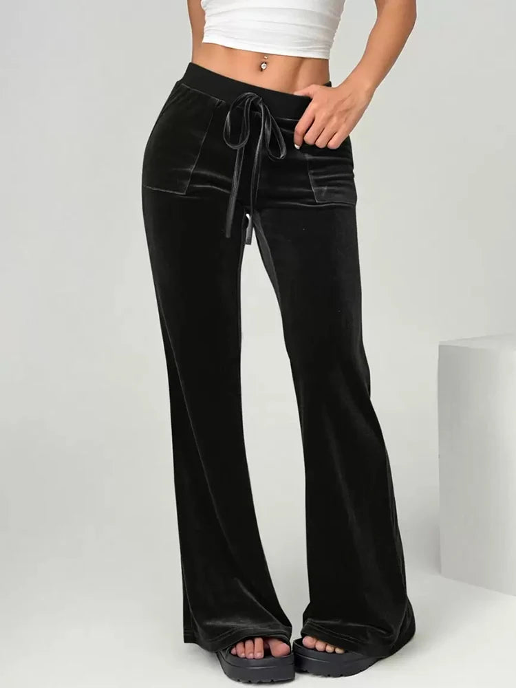 2025 autumn and winter women's micro flared pants slim fit and slimming casual flared pants velvet pants