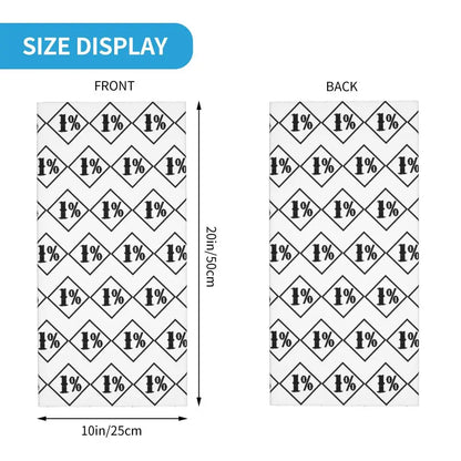 One Percenter 1% Bandana Neck Gaiter Printed Motorcycle Club Biker Wrap Scarf Multifunctional Headwear Outdoor Unisex Adult