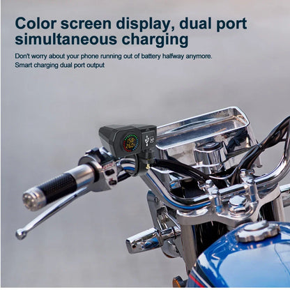 60W Motorcycle QC3.0 PD Charger Socket USB Type-C Fast Charging Motorcycle Charger Plug Voltmeter Thermometer Digital Display