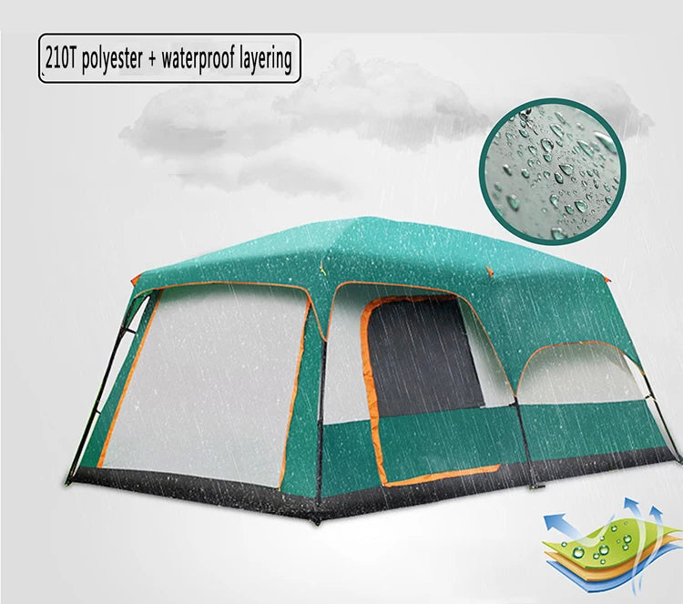 4 Person Camping Tent, Waterproof Large Family Tent, Premium Outdoor Shelter, Fit For RV, Heavy Duty Camping Equipment