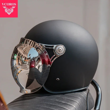 VCOROS Carbon fiber Retro Motorcycle Helmet Half Open face helmet fiberglass Cascos para motos DOT Certification