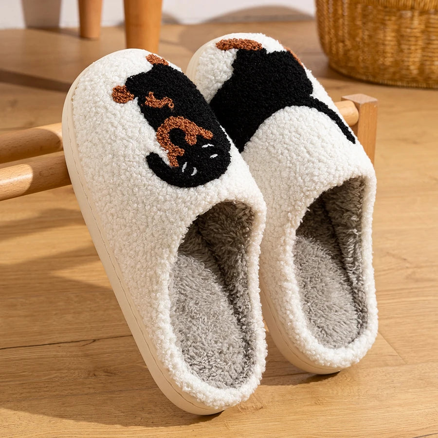 Slippers Classic Dachshund Embroidered Pattern House Women's Winter Indoor Soft Sole Warm Comfy Leisure Bedroom Home Shoes