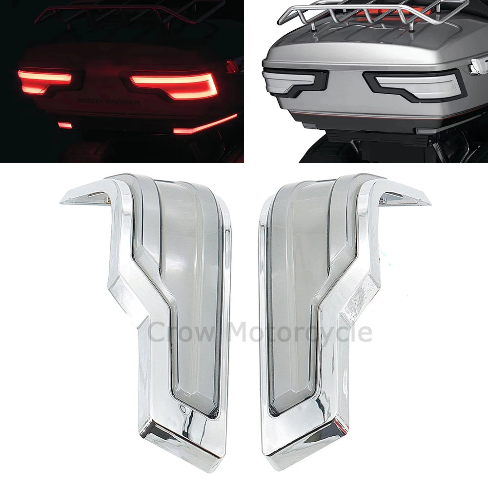 For Harley Touring Road Electra Glide Ultra Classic FLHTCU 2014+UP 2022 Motorcycle LED Tracer Tour-Pak Lights Chrome Rear Lights