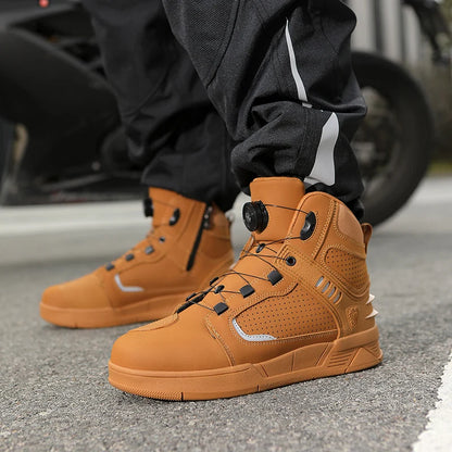 Cowhide Motorcycle Boots Men Leather Breathable Anti Slip Motorbike Cycling Shoes High Quality Men's Motocross Protective Boot