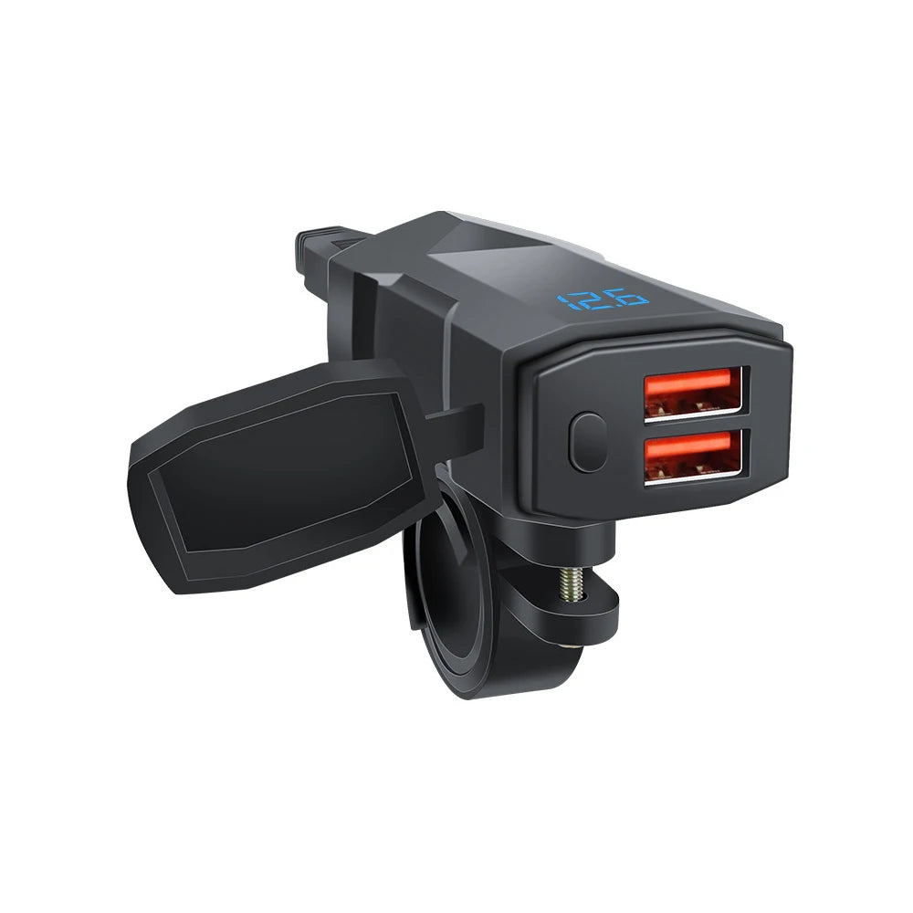 60W Motorcycle USB Fast Charger PD QC3.0 Power Supply Adapter Handlebar Dual USB Socket Waterproof with Switch Voltmeter