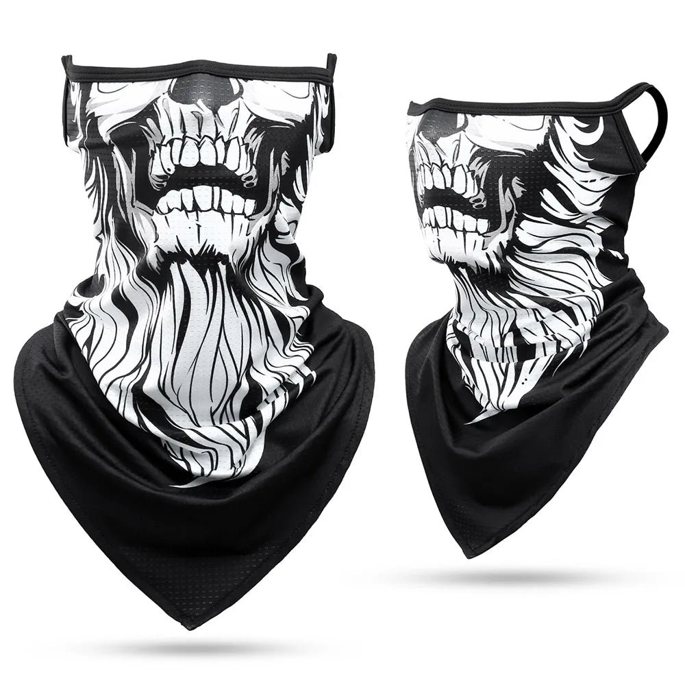 Summer Breathable Bandana Skull Printed Scarf Sun Protection Quick-drying Face Cover Reusable Mask Neck Gaiter Halloween Gift