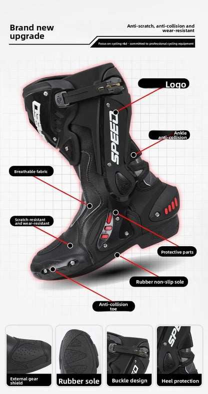 HOT  Men's Motorcycle Racing Waterproof Motorcycle Off-road Racing Rally Boots Four Seasons Anti-collision Protection Rider