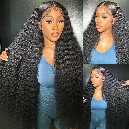 250 Density 13x6 Hd Lace Frontal Wigs Brazilian 32 34 40 Inch Deep Wave Curly Human Hair Wigs 100% For Black Women Preplucked