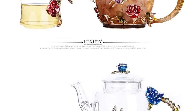 Hand-painted Enamel Color Tea Pot Heat-resistant Glass Single Teapot High-grade Flower Kungfu Water Pots Kettle