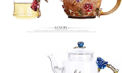Hand-painted Enamel Color Tea Pot Heat-resistant Glass Single Teapot High-grade Flower Kungfu Water Pots Kettle