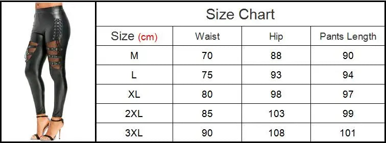 Women PU Leather Skinny Slim Trouser Gothic Punk Leggings Fishnet Trim Lace Pant Faux PU Leather Pencil Pants Club Clothing