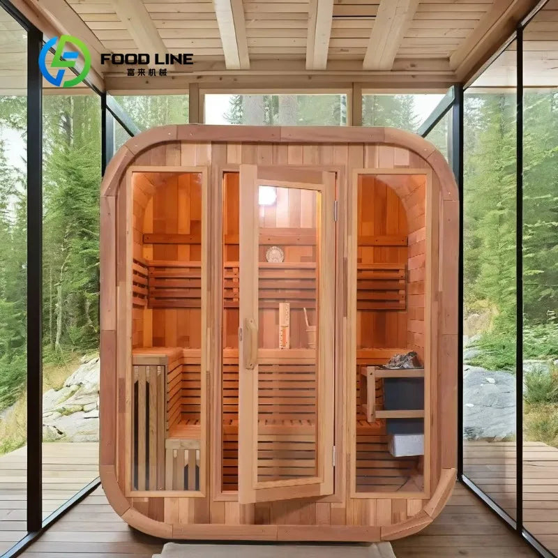 Customizable 3 Person Mini Outdoor Barrel Sauna Red Cedar Wood Dry Steam Sauna Room with Electric Sauna Heater for Cabin
