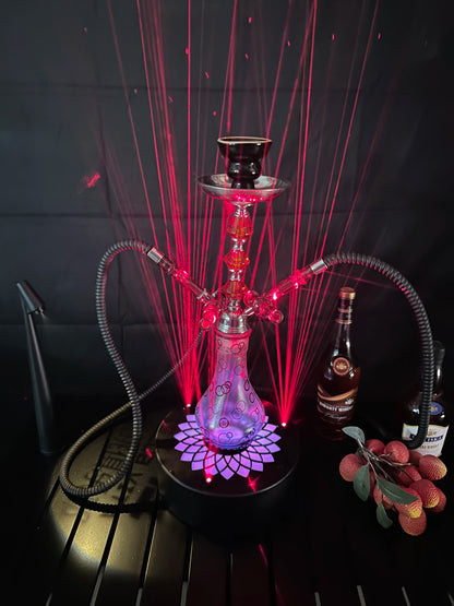 LED Smoking Table Lamp with Laser Light & Charging Base for Hookah Portable Neon Smoke Glow Lamp for Bar Party Laser Effects