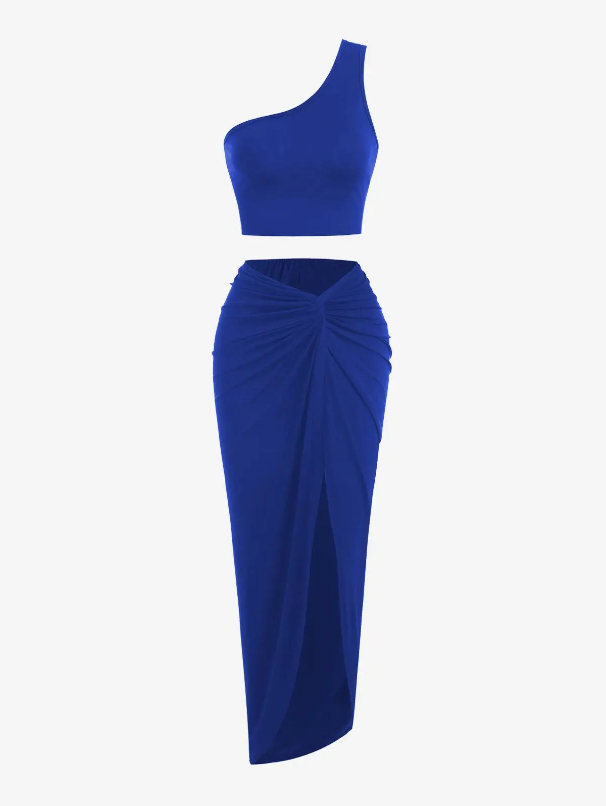 Spring and Autumn New Popular Women's Y2K Knit Off-Shoulder High Stretch Vest Top and Sexy Slit Half Skirt Set
