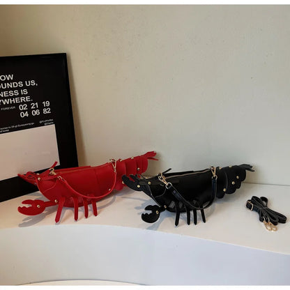 Young Girls Lobster Shape Crossbody Bag Solid Color Pu Leather Handbag Cute Creative Funny Bag Casual Toy Cross Body Phone Bag
