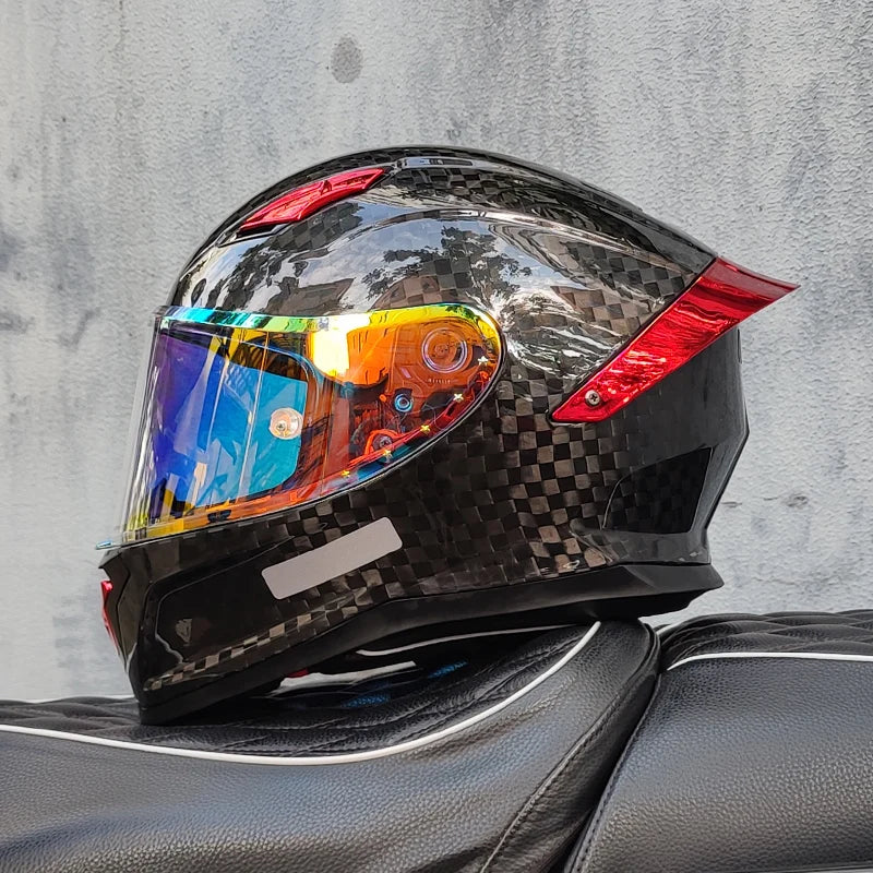 ORZ Carbon Fiber Motorcycle Helmet Four Seasons Full Face DOT Approved Unisex