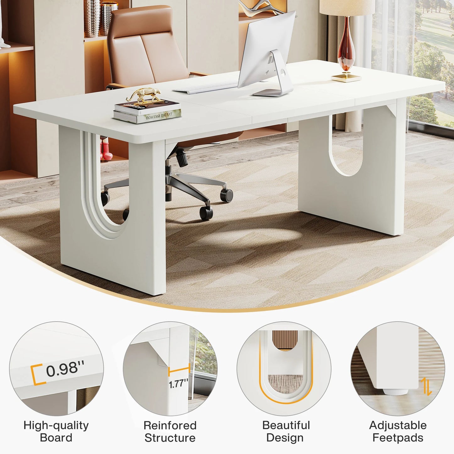 Tribesigns Executive Desk, 70.9" Large Office Computer Desk, Conference Table Meeting Room Table, Workstation Business Furniture