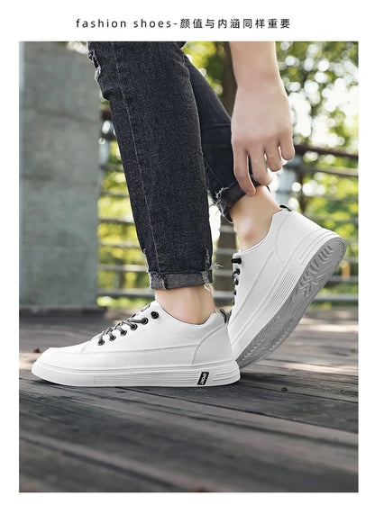 New Style White Sneakers for Men, Korean Version, Trendy Platform Shoes, Versatile for All Occasions, Sporty and Casual Shoes