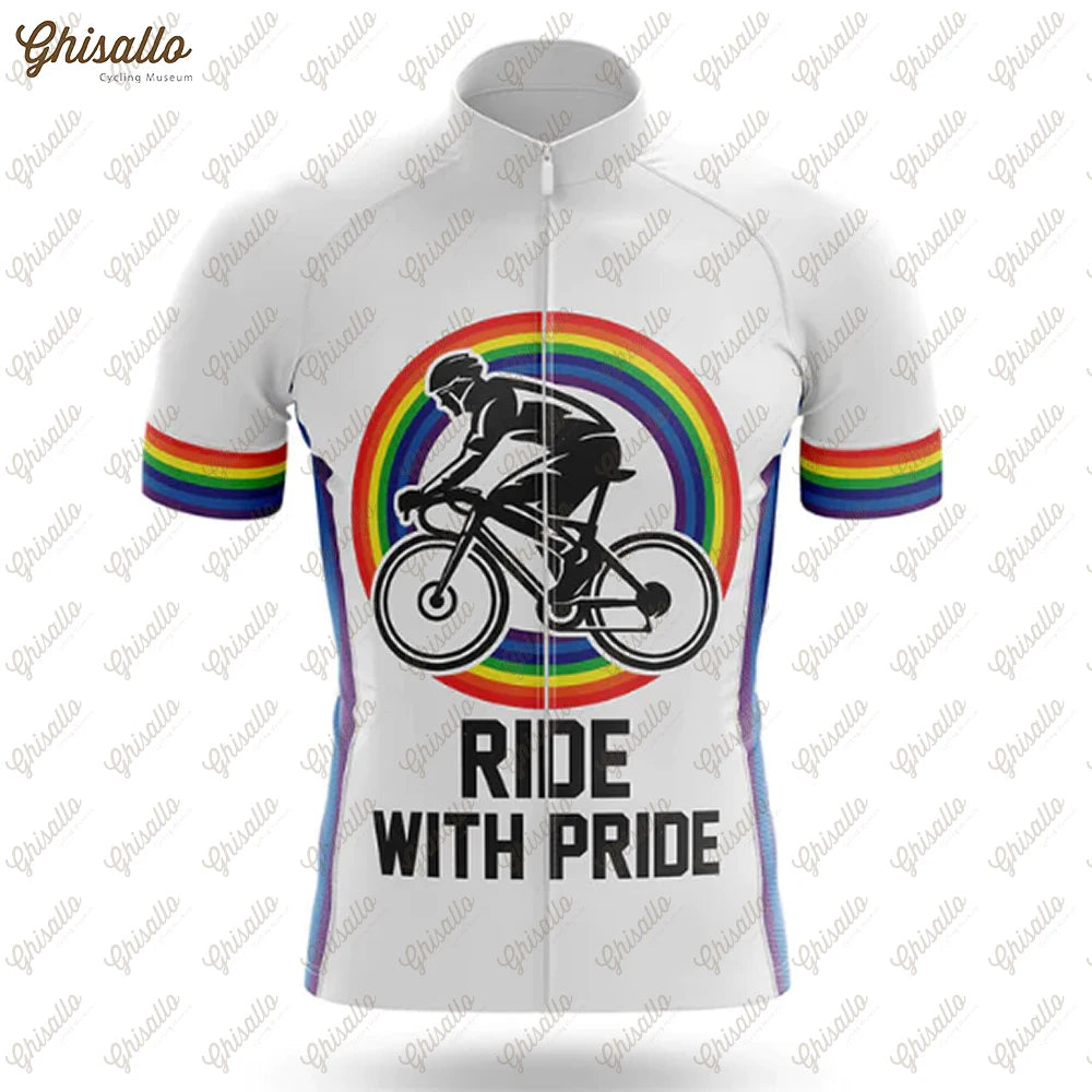 Team Ride with Pride Cycling Jersey Set, Road Bike Equipment, Men's Cycling Shirt, Quick Dry Bicycle Clothes, New