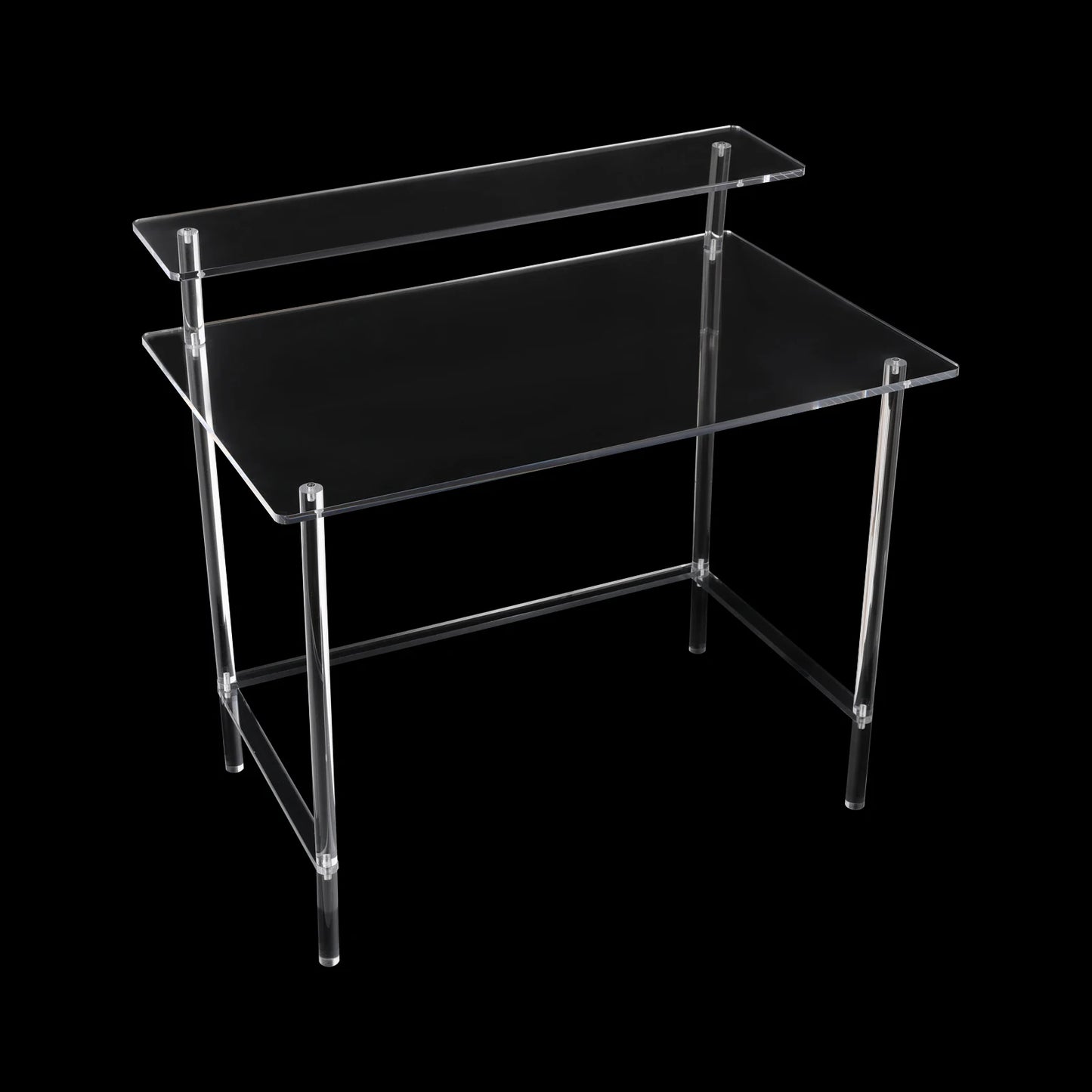 Acrylic Desk 2-Tier Computer Desk Home Office Clear Desk 31.5*19.69*34.65in Writing Table Vanity Desk Study Desk