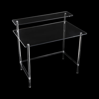 Acrylic Desk 2-Tier Computer Desk Home Office Clear Desk 31.5*19.69*34.65in Writing Table Vanity Desk Study Desk