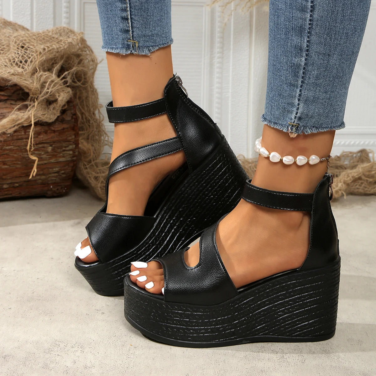 Women Fashion Wedge Sandals Summer Woman Casual Non-slip Peep Toe Designer Shoes Elegant Platform Sandals Sandalias De Mujer