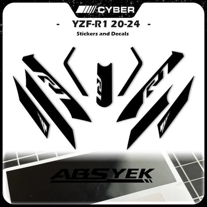 Fairing Shell Sticker Decal Hollow Line Design Front Full Vehicle Sticker All Logos For YAMAHA YZFR1 YZF-1000 R1 2020-2023
