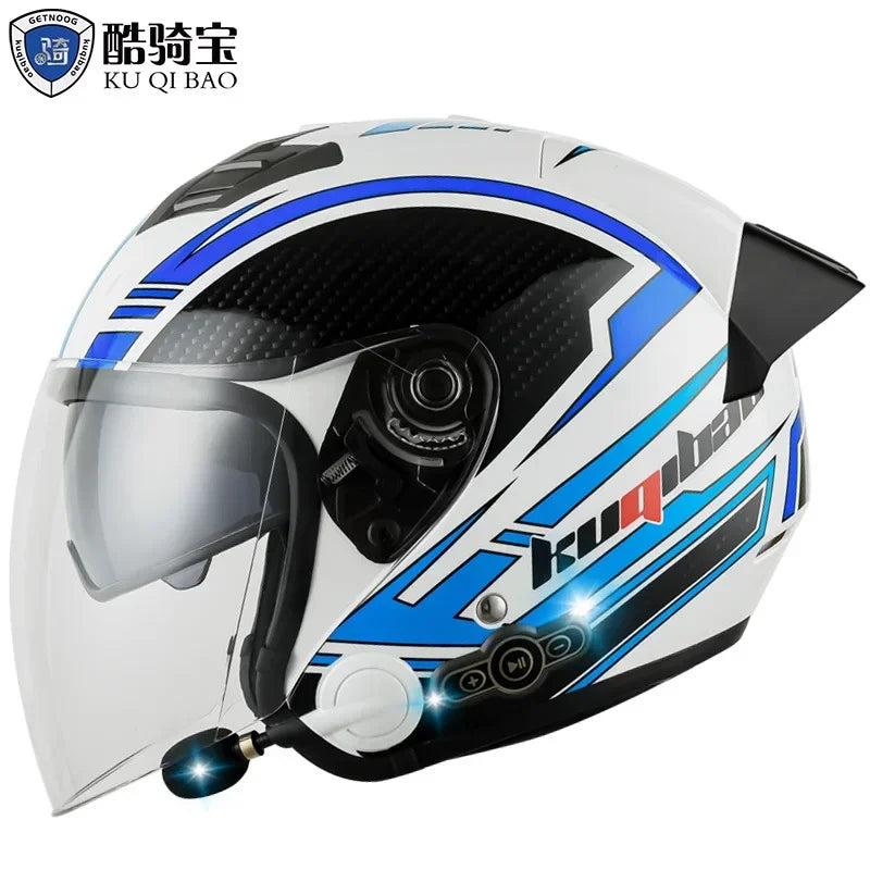 HOT DOT Approved Open Face 3/4 Motorcycle Helmet with Build-In Bluetooth Headset Earphone and Detachable Liner for honda