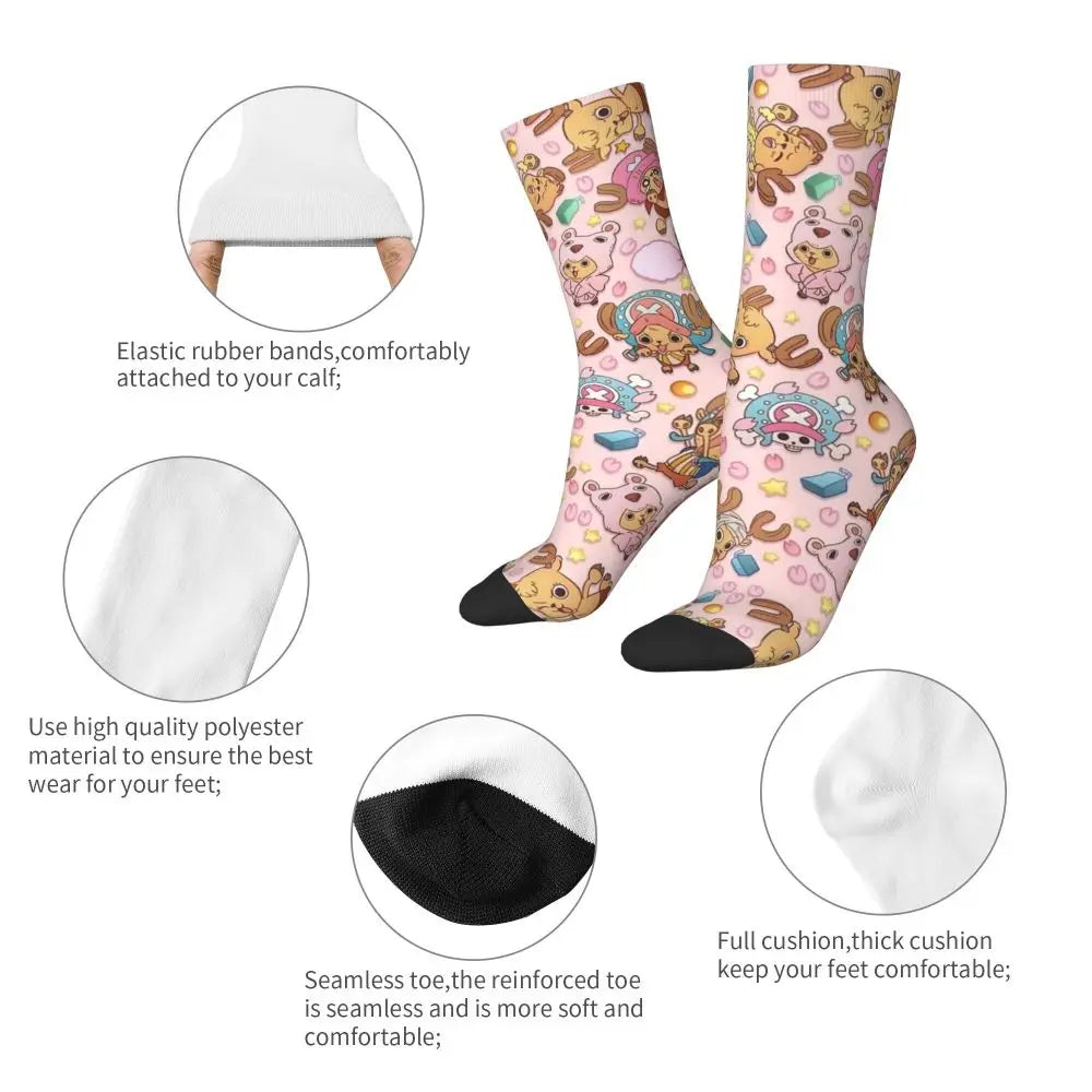 Fashion Men's Socks Harajuku Tony Tony Choppers Sock Luffys Zoros Trafalgar Law Anime Women's Socks Spring Summer Autumn Winter
