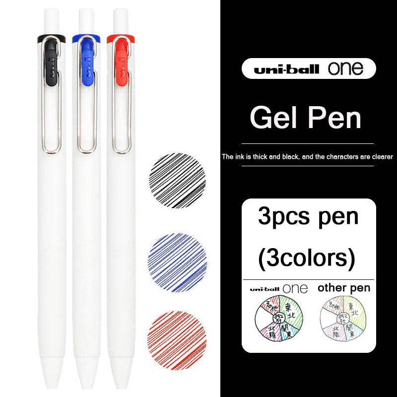 uni-ball one Mitsubishi Limted Gel Pen,Black/Red/Blue/Navy Blue Core Black Technology Signing Canetas for homework,test,meeting