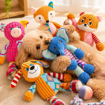Pet Plush Toy with Squeaker Cat Dog Puzzle Toy Soft Durable Companion Teeth Cleaning Chew Toy Chew Resistant Design Pet Supplies