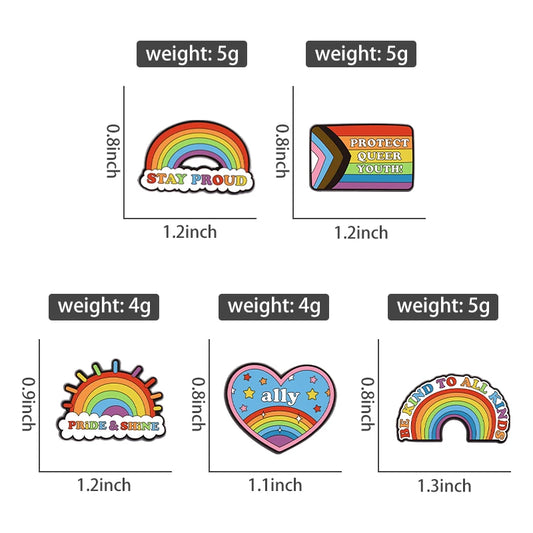Rainbow Pride Flag LGBT UV Print Pins Custom BE KIND TO ALL KINDS Brooches Lapel Badges Clothes Funny Jewelry Gift for Friends