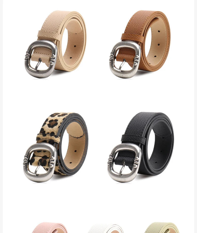 Leopard Print Belt Women's Fashion Casual Versatile Jeans Accessories Girdle Gothic Retro Pu Leather Pin Buckle Waistband